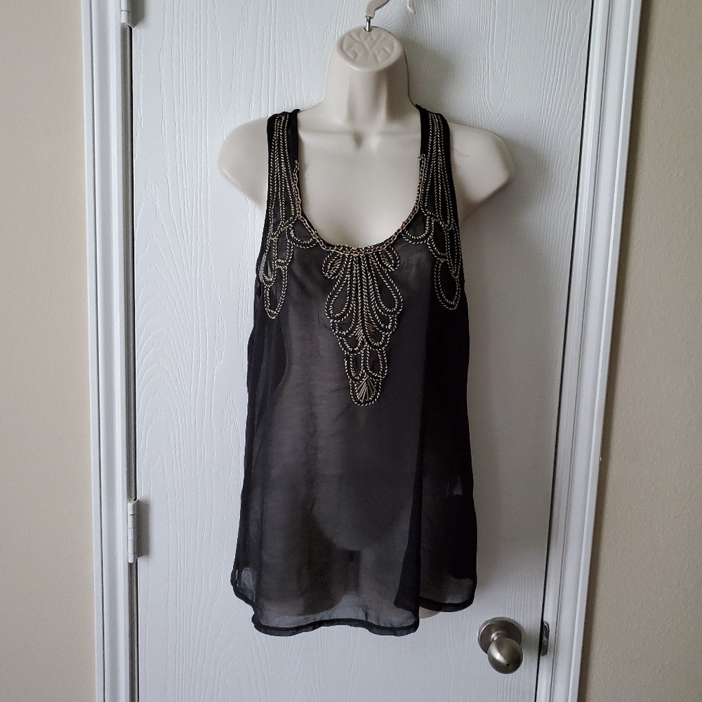 Charlotte Russe Sheer Beaded Tank Small